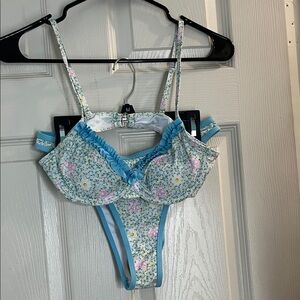 Unbranded NWOT Floral Blue and Pink Bikini Set